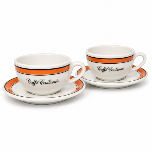 Set Castroni di 2 Tazze da Cappuccino con Piattini – Originali da Bar