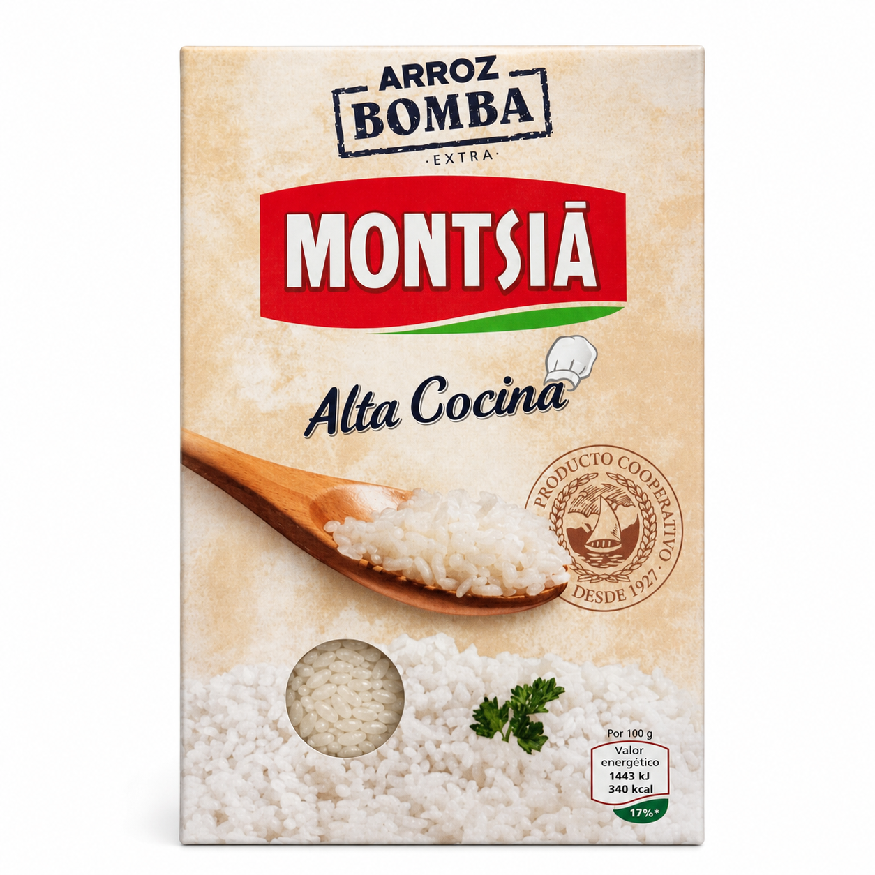 Riso bomba per paella Montsià in confezione sottovuoto da 1kg